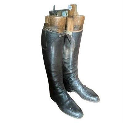 Lot 057   
Antique Leather Dressage Boots and Wooden Boot Lasts