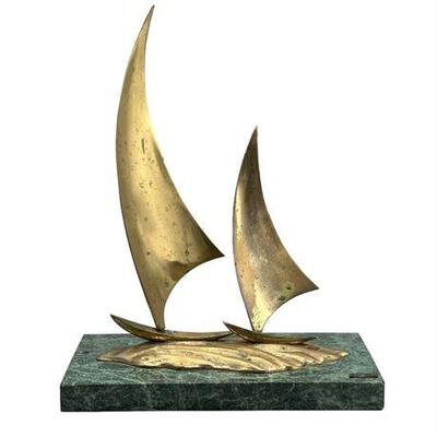 Lot 484   2 Bid(s)
Vintage Signed Brass Sailboat on Marble Sculpture, by Bijan