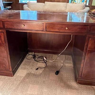 Vintage mahogany desk with matching credenza 