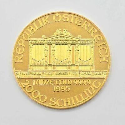 #606 • (1995) 2000 Schilling Vienna Philharmonic .999 Fine Gold Coin
