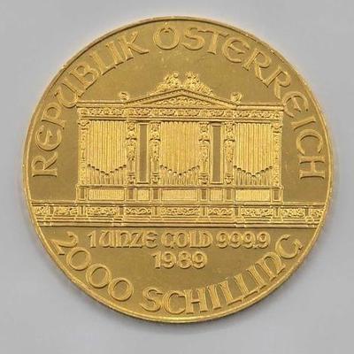 #600 • (1989) 2000 Schilling Vienna Philharmonic .999 Fine Gold Coin
