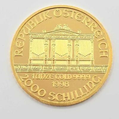 #612 • (1998) 2000 Schilling Vienna Philharmonic .999 Fine Gold Coin
