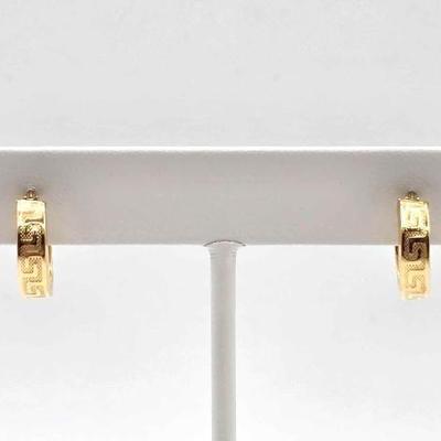 #804 • 10K Gold Earrings with Greek Key Design, 1.23g
