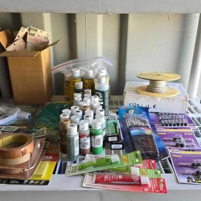 #8616 • Crafting Supplies - Paints, Rubber Cement, Brushes, Charcoal
