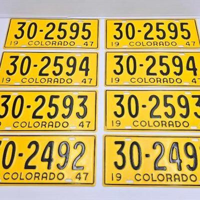 #1832 • (4) Sets of Colorado 1947 License Plates
