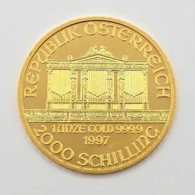 #609 • (1997) 2000 Schilling Vienna Philharmonic .999 Fine Gold Coin

