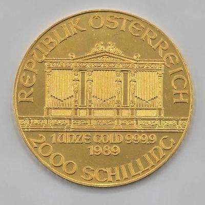 #601 • (1990) 2000 Schilling Vienna Philharmonic .999 Fine Gold Coin
