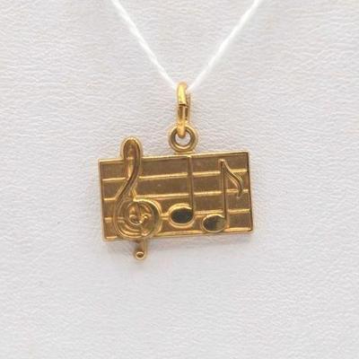 #772 • 14K Gold Musical Staff & Notes Pendant, 2.63g

