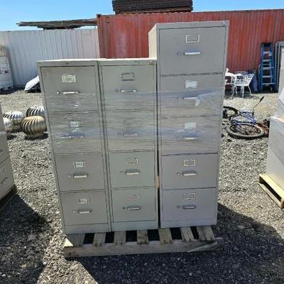 #80512 • (3) Metal Hon Filing Cabinets
