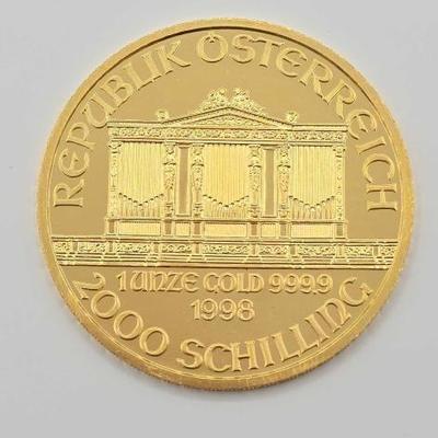 #616 • (1998) 2000 Schilling Vienna Philharmonic .999 Fine Gold Coin
