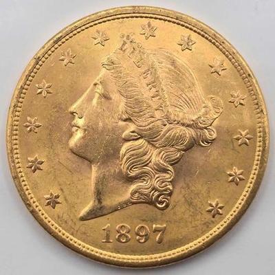 #691 • 1897 $20 Liberty Head Double Eagle Gold Coin, 1oz
