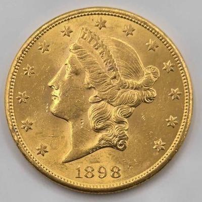#693 • 1898 $20 Liberty Head Double Eagle Gold Coin, 1oz
