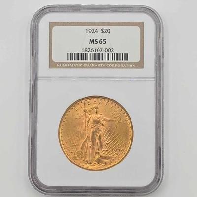 #681 • 1924 $20 Saint Gaudens Double Eagle Gold Coin, 1oz
