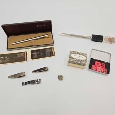 #1842 • Vintage Parker Pen, Mail Opener, Nail Clippers and more
