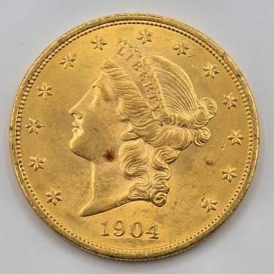 #703 • 1904 $20 Liberty Head Double Eagle Gold Coin, 1oz

