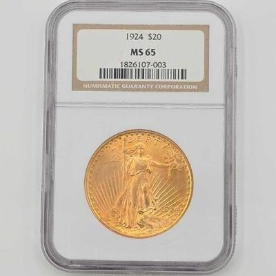 #682 • 1924 $20 Saint Gaudens Double Eagle Gold Coin, 1oz
