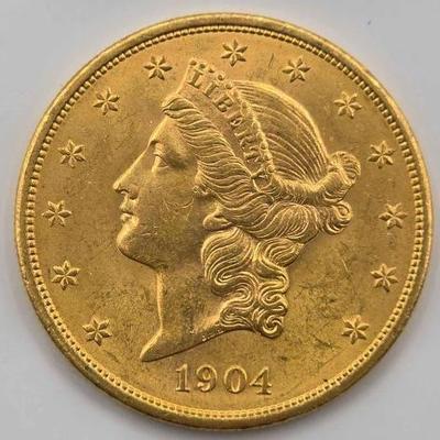 #704 • 1904 $20 Liberty Head Double Eagle Gold Coin, 1oz
