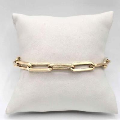 #754 • 14K Gold Paperclip Chain Bracelet, 4.51g
