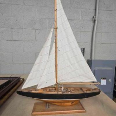 #2604 • Wooden Sail Boat Decor Piece
