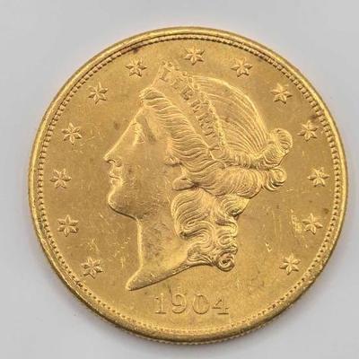 #694 • 1904 $20 Liberty Head Double Eagle Gold Coin, 1oz
