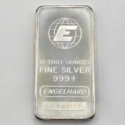 #706 • 10 Troy Ounces .999 Fine Silver Engelhard Bar
