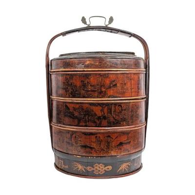 #69 • Antique Large Chinese Hand Painted Wedding Basket/ Picnic Basket
WWW.LUX.BID