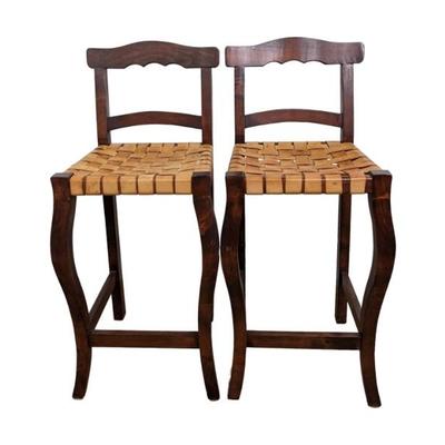 #84 • Pair Woven Leather & Wood Bar Height Chairs
WWW.LUX.BID