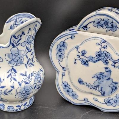 #149 • Porcelain Andrea by Sadek Pitcher with Flow Blue Flower Jar
WWW.LUX.BID