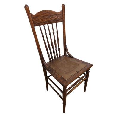 #97 • Carved Oak Spindle Back Dining Chair with Embossed Leather Seat
WWW.LUX.BID