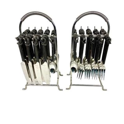 #18 • Unique Cutlery with Black Twisted Handle & 2 Cutlery Stands - Service for 12
WWW.LUX.BID