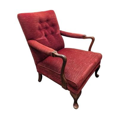 #103 • Queen Anne Style Red Velvet & Wood Arm Chair w/ Springs
WWW.LUX.BID