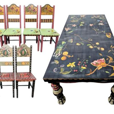 #57 • Signed Tracy H.S. Porter, Stone House Farm Goods - Hand Painted Dining Table & Six Chairs
WWW.LUX.BID