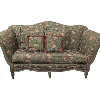 #62 • Vintage Carved Wood w/ Floral Upholstery Camelback Sofa
WWW.LUX.BID