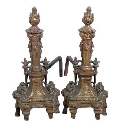 #144 • Pair Antique French Solid Brass Fireplace Andirons
WWW.LUX.BID