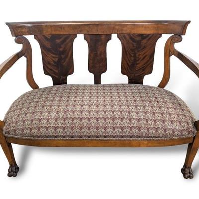 #130 • Art Nouveau Carved Wood Settee with Upholstered Seat
WWW.LUX.BID