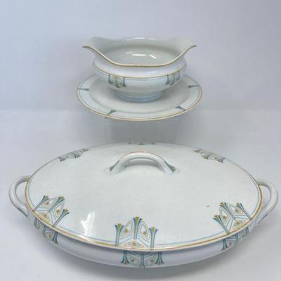 OPCo Syracuse Oval Covered Serving Bowl & Gravy Boat w/ Plate