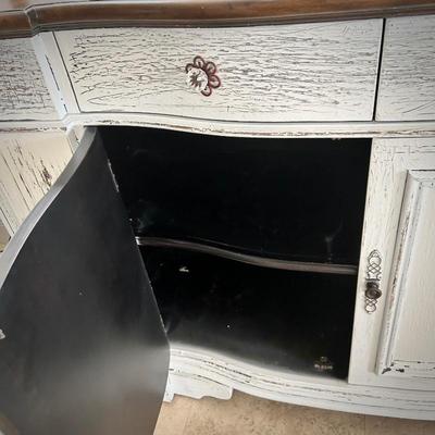 Oversized "Seven Seas" Hooker buffet (86" length x 22" depth) - three cabinets and 4 drawers