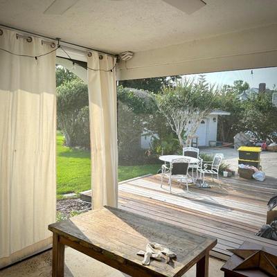 Porch sun/privacy drapes and retractable screens