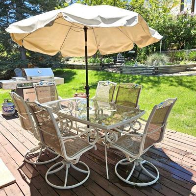 Patio Table with Chairs and umbrella (chairs are very sun damaged
