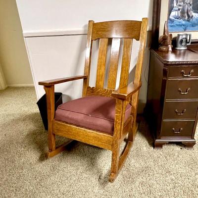 Antique Mission Oak Arts & Crafts Stickley Style Rocker Rocking Chair