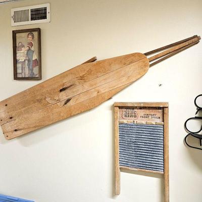 Antique Ironing board & washer board (not replicas)