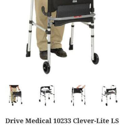 Drive Medical Clever-Lite Rollator Walker with Seat and Push Down Brakes