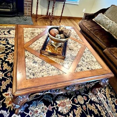 Large Square Coffee Table with marble inserts