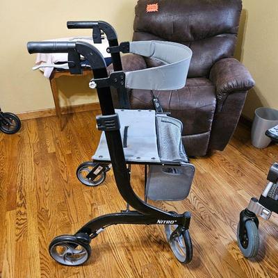 Drive Medical Nitro Foldable Rollator Walker with Seat and Hand Brakes