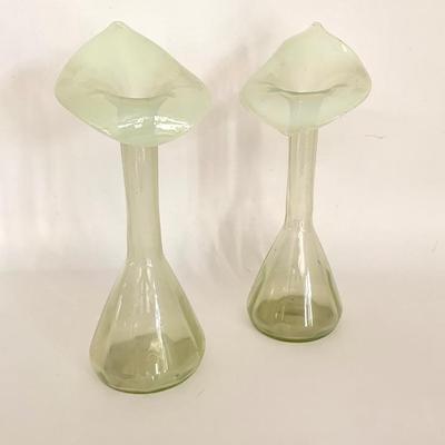 Pr. of blown glass Jack in the Pulpit vases, ht. 12 3/4”