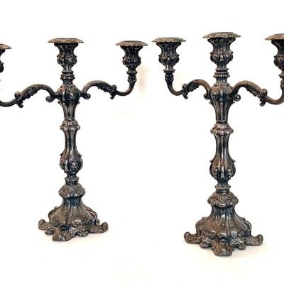Pr. silver plate candelabra, perfect for an outdoor wedding