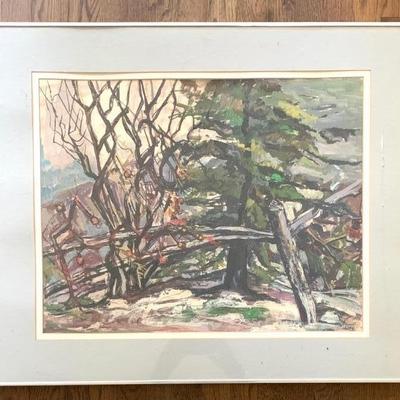 Tempera, signed Olive Harper, 20x25”