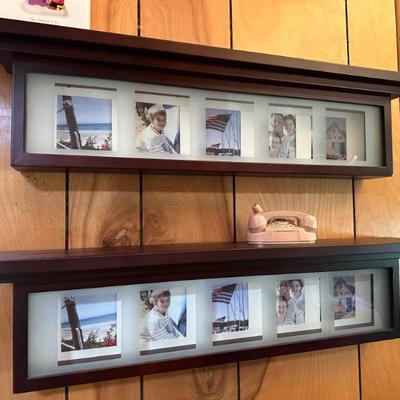 Floating shelves with picture frames