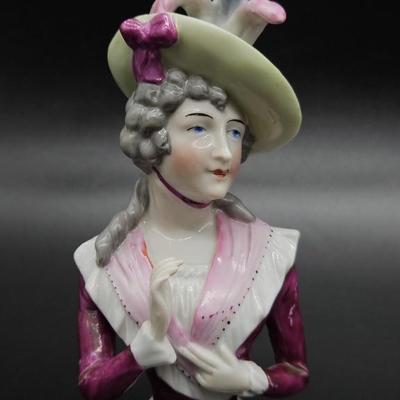 Antique German Porcelain Half Doll Hat Pin Holder