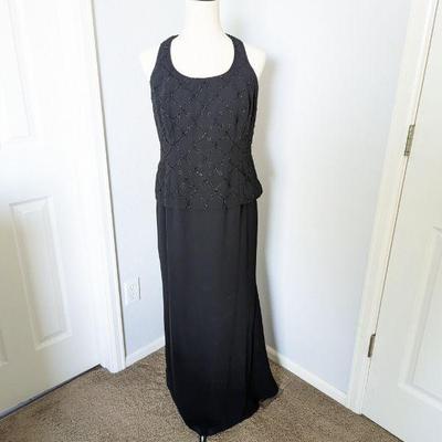 Karen Miller New York Black Beaded Evening Dress Size 8